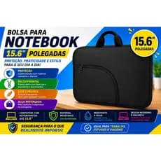 Case Luva Bolsa Pasta  Estojo para Notebook 15,6 Polegadas Preta Com Bolso e Sem Bolso