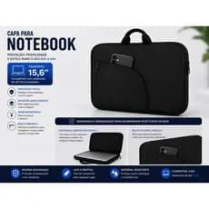Capas Luva bolsa case  Para Notebook/ Macbook 15,6 Neoprene Preta – Com Bolso e com alça Sem Bolso
