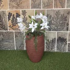 Arranjo decorativo completo planta flor Lírio artificial permanente com vaso de polietileno