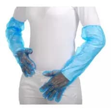 Luva Plástica Transparente Cano Longo  Elásticos 5 Pares Limpeza Geral/ Industria/ Frigorifico