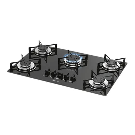 FOGAO COOKTOP FISCHER 5Q GAS MESA VIDRO PRETO