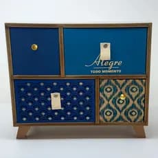 Mini Armário Porta Objetos C/ 4 Gavetas 27x32 em Madeira Bom Years