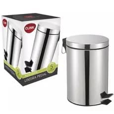 Lixeira Inox Com Pedal Para Escritório Cozinha 5 Litros