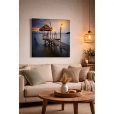 Quadro Tela Canvas 40x40cm LED Paisagem Luminosa Decorativo Sala Quarto