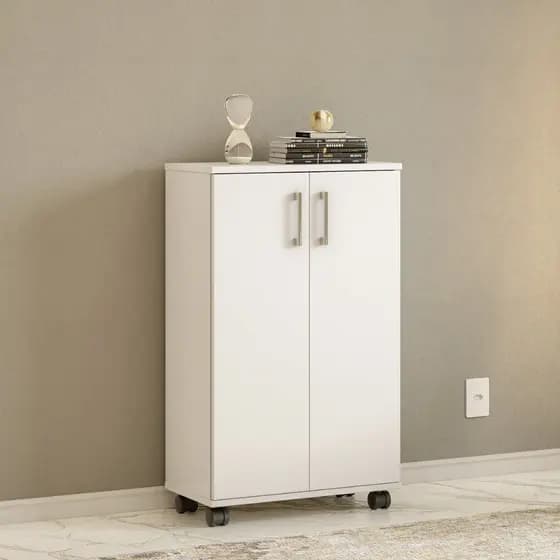 Armário Multiuso 96cm com Rodas 2 Portas | Lavanderia/Cozinha/Quarto | FULL