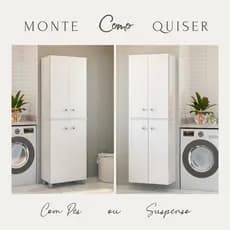 Armário Multiuso Parede 4 Portas 184cm | Suspenso ou com Pés | Lavanderia/Cozinha