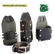 Cinto de carpinteiro em couro legitimo 4 Peças porta ferramentas com porta martelo