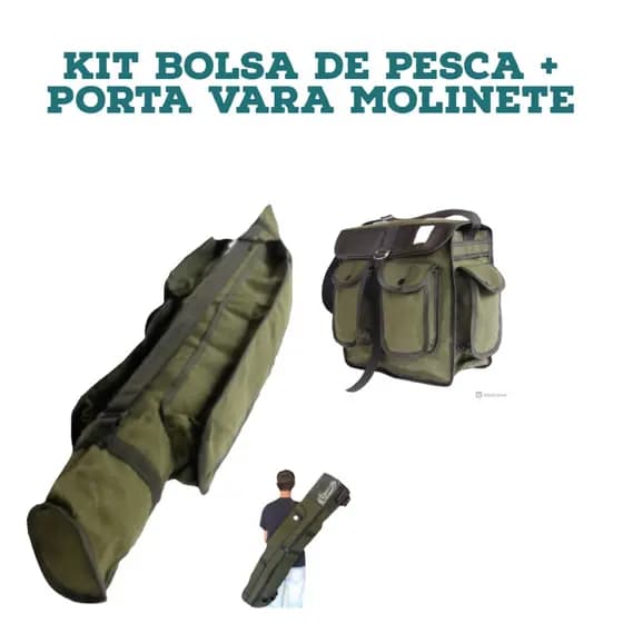Kit pesca bolsa  e porta vara molinete carretilha em lona de caminhão resistente 2 anos garantia