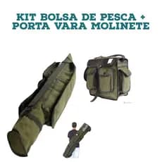 Kit pesca bolsa  e porta vara molinete carretilha em lona de caminhão resistente 2 anos garantia