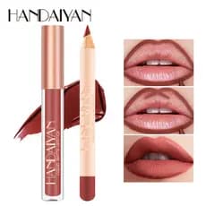 HANDAYAN 12 Cores Forro Labial Mate + Conjunto Combinado De Batom Maquiagem De Beleza