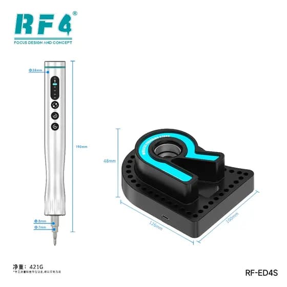 Kit De Chaves Rf4 Rf-ed4s Profissional + Base Prateado para Reparos celulares/notebooks