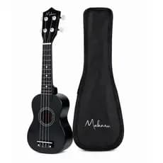 Ukulele Soprano Infantil Instrumento Musical 4 Cordas Kit Com Capa Afinador Digital 3 Palhetas Cor Preto