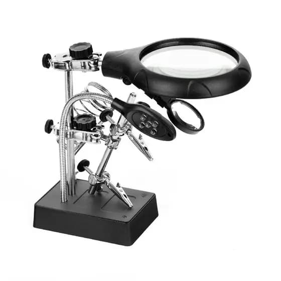 LUPA DE BANCADA  MESA PROFISSIONAL GARRAS LUZ LED ELETRONICA