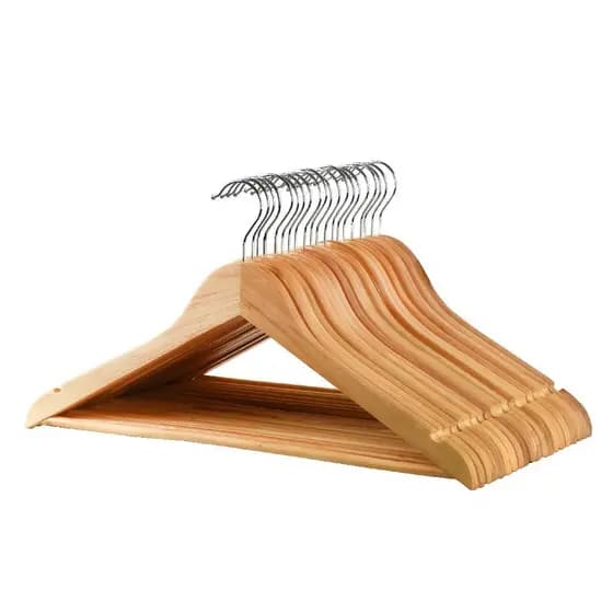 Kit 60 Cabides Para Roupas Em Madeira Premium Marrom