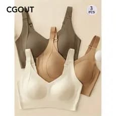 Conjunto de sutiã esportivo respirável sem costura de três peças feminino