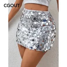Minissaia Fashion com lantejoulas, roupas femininas, festa, boate, adequada para roupas de festa