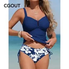 Maiô dividido feminino estampado praia férias primavera quente biquíni terno