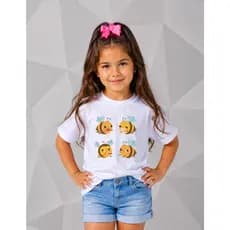 Camiseta Infantil Abelha Fofa Desenho Mel Animais Linda Amor