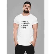 CAMISETA ADULTO MASCULINA DIA DOS PAIS PAPAI AMIGO PARCEIRO HEROI FILHO FILHA ROUPA CAMISA