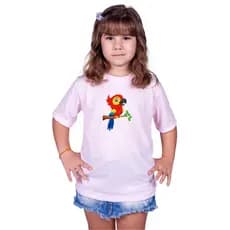 CAMISETA ROUPA INFANTIL PAPAGAIO ARARA VERMELHA FAUNA