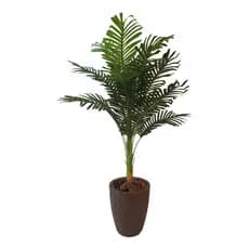 Planta Coqueiro Artificial + Vaso Cinza Para Sala Quarto