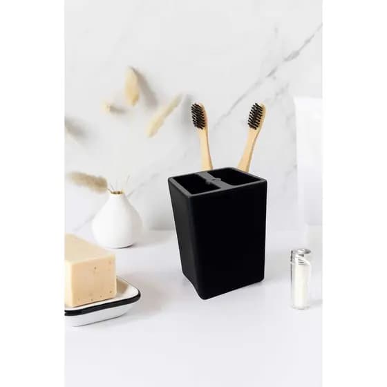 Porta Escova Preto para Banheiro | Divisória para Escovas e Pasta Dental