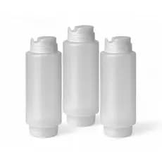 Kit 3 Bisnaga Invertida Tipo FIFO 550ml c Marcador p/ Molhos