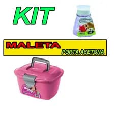 Kit 1 Maleta Para Esmalte Lady Box Rosa 1 Porta Acetona  180 Ml