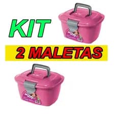 Kit 2 Maleta Para Esmalte Lady Box Rosa