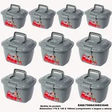 Kit 10 Maleta Mini lady box organizador plástica Prata