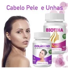 Biotina   60 Cáps + Colágeno  60 Cáps Cabelo Pele Unhas Genature