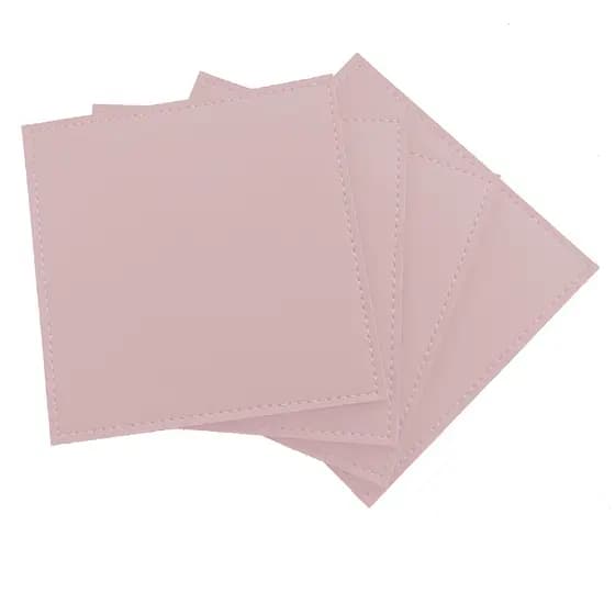 Kit Porta Apoio de Copo Bolacha em Couro Sintético Rosa Clarinho