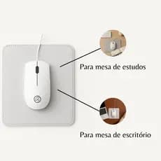Mouse Pad Pequeno Couro Sintético Ecológico Branco