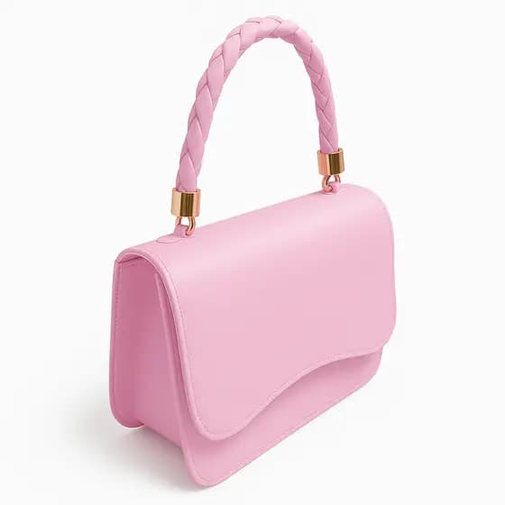 Bolsa Penélope Feminina Pequena em Couro Sintético Rosa Clarinho