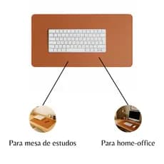 Desk Pad Grande Couro Sintético Caramelo Costurado Básico