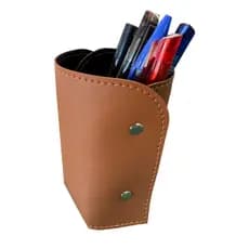 Porta Lápis em Couro Sintético Caramelo