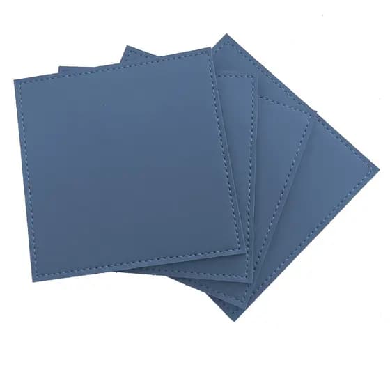 Kit Porta Apoio de Copo Bolacha em Couro Sintético Azul