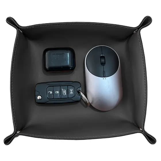 Organizador de Mesa Porta Treco em Couro Sintético Preto