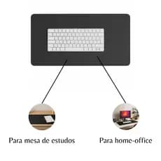 Desk Pad Grande Couro Sintético Preto Costurado Básico