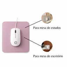 Mouse Pad Pequeno Couro Sintético Ecológico Rosa Clarinho Impermeável Antiderrapante