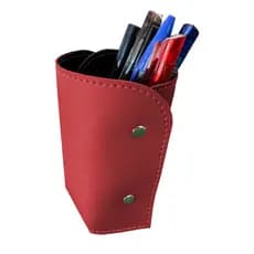 Porta Lápis em Couro Sintético Vermelho