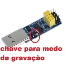 CH340C interface usb com chave seletora para modo gravação compativel com ESP-01  programador esp01