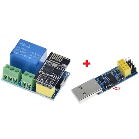 ESP-01 ESP01 + relé modulo para controle via wifi ESP-01S Módulo ESP8266 + Programador CH340C usb