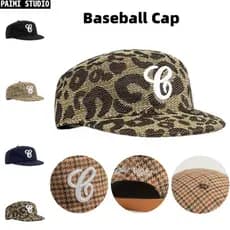 Vintage Plana Superior Xadrez Carta Bordado Snapback Boné Unisex Streetwear Leopardo Impressão Chapéu De Beisebol Para H