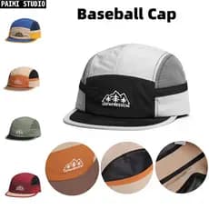 Five Panel Nylon Bordado Malha Cores Misturadas Boné Moda Acampamento Corrida Diário Streetwear Chapéu Masculino Feminin