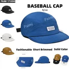 Chapéu Boné Five Panel Aba Curta Bordado Vintage CAMPING protetor Nylon Uso Diário Streetwear Casal