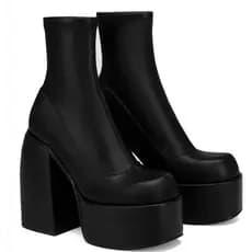 Estação à prova d'água europeia e americana com salto alto e zíper lateral Botas Martin botas femininas de tamanho grande botas jeans quentes botas elásticas botas de couro