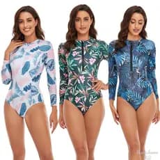 RS|Maio Manga Longa/Traje De Banho Zíper Plus Size Maio Plus Size Maiôs/Maio De Natação/Surf/Roupa De Banho Mergulho
