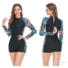RS|Fato de Surf de Manga Longa/Maio Manga Longa/Zíper Roupa De Banho/Maio Plus Size/Maio Feminino Praia/Maio Natação