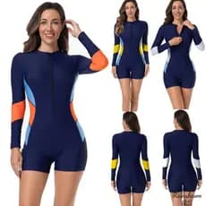 RS|Maiô de Manga Comprida Roupa de Surf Roupa de Banho Feminina Maio Feminino Praia Zíper Maio Natação Plus Size